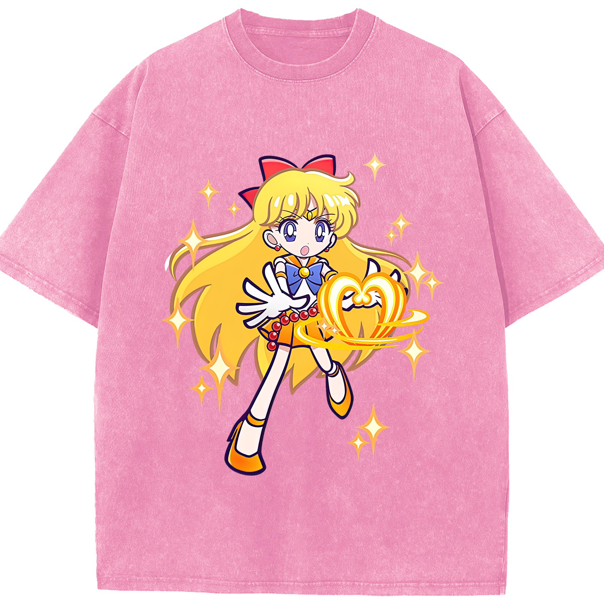 （画像用） 美少女戦士セーラームーン 愛野 美奈子 あいの みなこ Sailor Moon Aino Minako 綿100% ヴィンテージ風 半袖Tシャツ（フロントプリント）